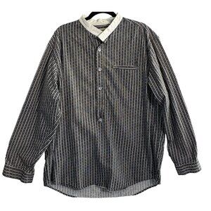 FRONTIER CLASSIC Men Pullover Shirt Sz L Black Long Sleeve Western Cards hb-23